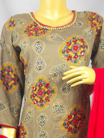 Grey Kurti set with all over work with Plazzo & Duptta